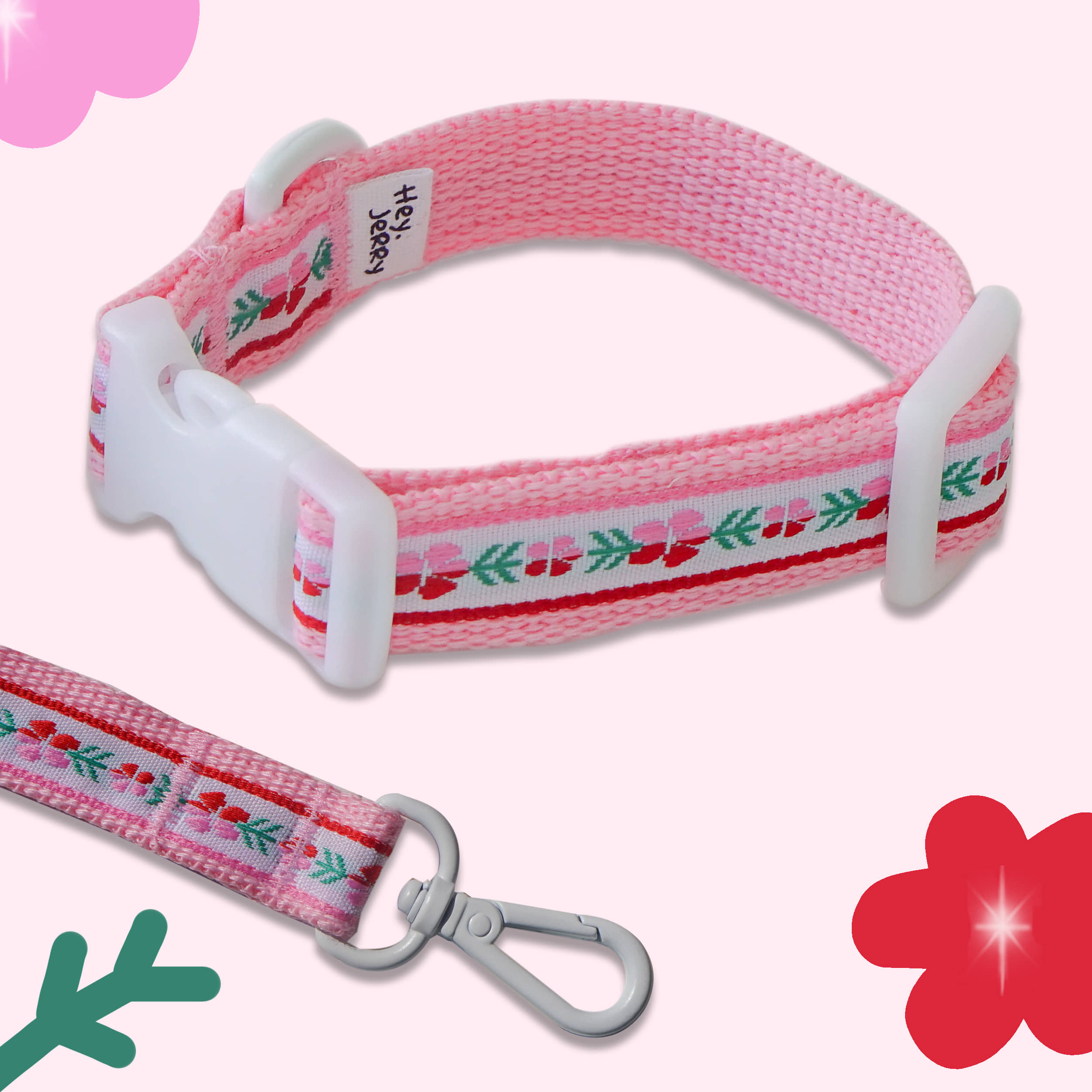 Vintage Flower Collar / leash (Pink)