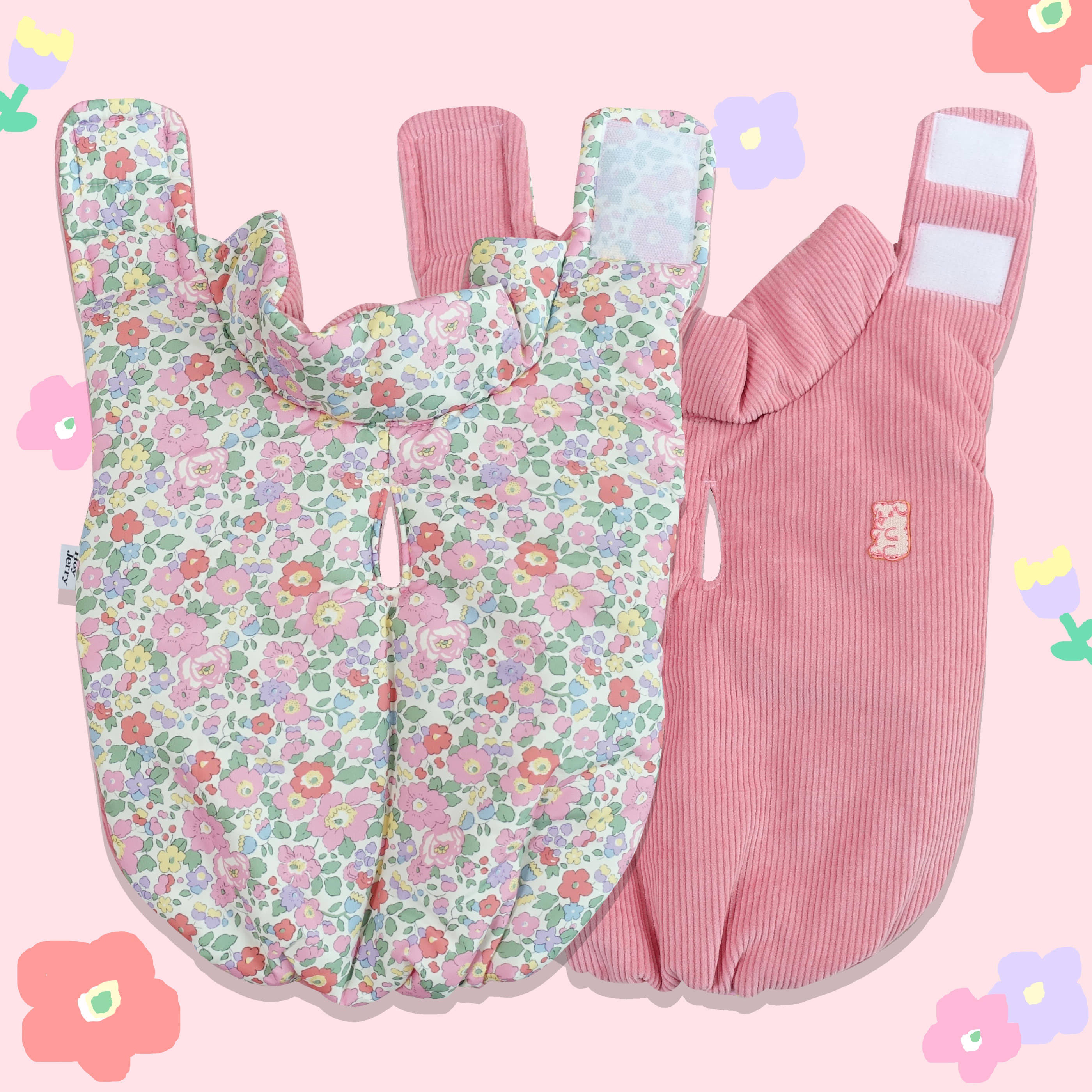 Flower Corduroy Reversible Padding Vest [Pink]