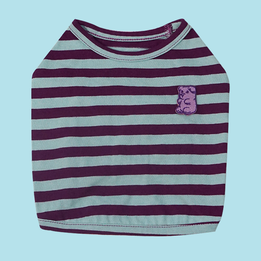 Cartoon Stripe Crop Top [Monster/Purplemint]