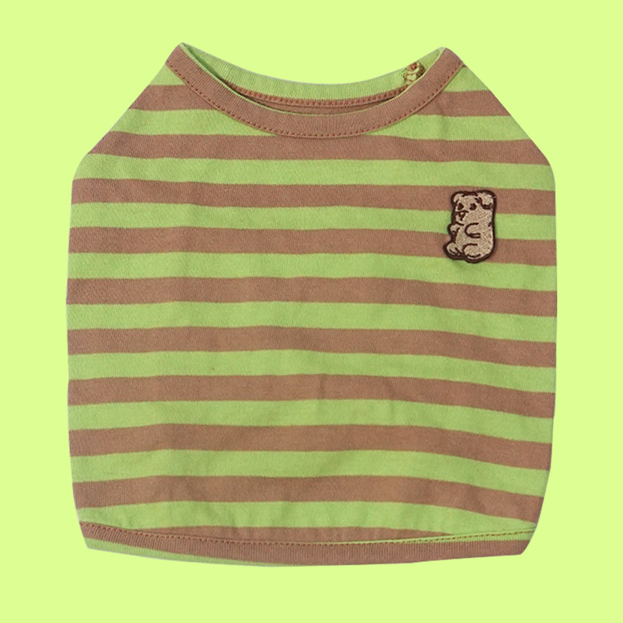 Cartoon Stripe Crop Top [Shrek/GreenBeige]